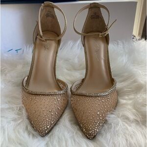 Blue by Betsey Johnson Gold Rhinestone Pointed Toe Pumps